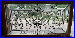 Beautiful Antique Leaded & Beveled Glass Transom Window with Jewels Circa 1900