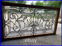 Beautiful Antique Leaded & Beveled Glass Transom Window with Jewels Circa 1900