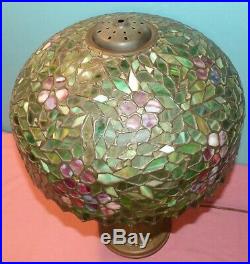 Beautiful Antique Mosaic Table Lamp with Stained Leaded Glass Shade