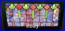 Beautiful Antique Stained Leaded Glass Transom Window 40 x 21