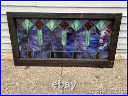 Beautiful Antique Stained Leaded Glass Transom Window 40 x 21