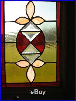 Beautiful Antique Stained Leaded Glass Transom Window 51 x 24-3/4 SALVAGE