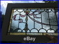 Beautiful Antique Stained Leaded Glass Transom Window 60 by 17 Circa 1900