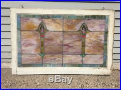 Beautiful Antique Stained Leaded Glass Transom Window From Chicago 38 x 25