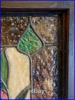 Beautiful Antique Stained Leaded Glass Window 20 by 18 Circa 1900