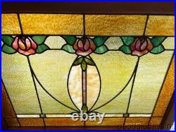 Beautiful Antique Stained Leaded Glass Window 38 x 29 circa 1910