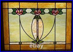 Beautiful Antique Stained Leaded Glass Window 38 x 29 circa 1910