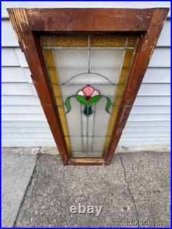 Beautiful Antique Stained Leaded Glass Window 41x18 from Chicago Circa 1915 Beautiful Antique Stained Leaded Glass Window 41x18 from Chicago Circa 1915