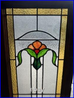 Beautiful Antique Stained Leaded Glass Window 41x18 from Chicago Circa 1915 Beautiful Antique Stained Leaded Glass Window 41x18 from Chicago Circa 1915