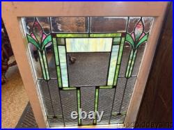 Beautiful Antique Stained Leaded Glass Window Circa 1920 33 x 24