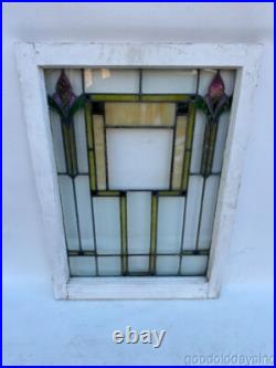 Beautiful Antique Stained Leaded Glass Window Circa 1920 33 x 24