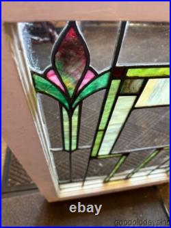 Beautiful Antique Stained Leaded Glass Window Circa 1920 33 x 24