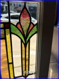 Beautiful Antique Stained Leaded Glass Window Circa 1920 33 x 24
