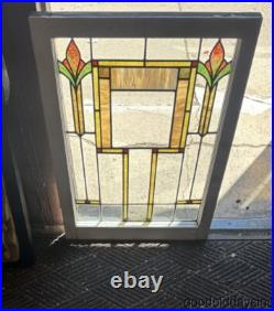 Beautiful Antique Stained Leaded Glass Window Circa 1920 33 x 24