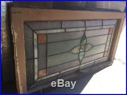 Beautiful Antique Transom Floral American Stained Leaded Glass Window
