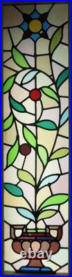Beautiful Edwardian Large Old English Leaded Stained Glass Window 13 X 44.75