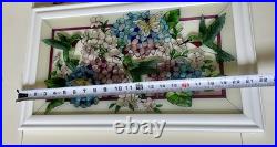 Beautiful Hummingbird Floral Stained Glass Window WithHanging Wooden Frame 22x13