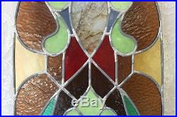 Beautiful Large Vintage Leaded Stained Glass Cathedral Top Panel