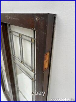 Beautiful Pair of Antique Prairie Style Leaded Glass Doors / Windows 44 x 16