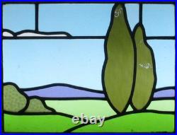 Beautiful Scene Old English Leaded Stained Glass Window 20.75 X 17