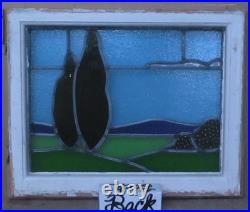 Beautiful Scene Old English Leaded Stained Glass Window 20.75 X 17