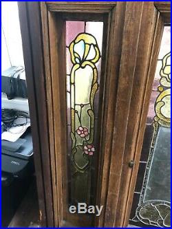 Beautiful Stained Glass Leaded Window, Victorian with Wood Frame 63 x 85