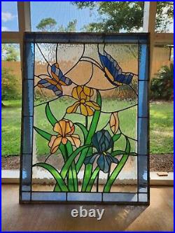 Beautiful Stained Glass Window Pane (roughly 27.5 by 36.5) FREE SHIPPING
