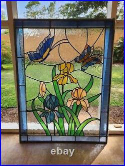 Beautiful Stained Glass Window Pane (roughly 27.5 by 36.5) FREE SHIPPING