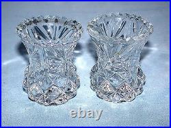 Beautiful Vintage Crystal 24% Lead Cut Glass Toothpick Holder Pair