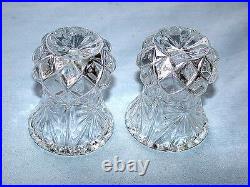 Beautiful Vintage Crystal 24% Lead Cut Glass Toothpick Holder Pair