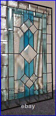 Beveled Stained Glass Panel 28 5/8x16 1/2 Ready 2 Hang