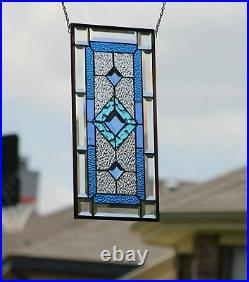 Beveled Stained Glass Window Panel, 20.5x10.5 At SEA-Ready to Hang