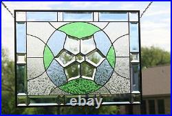 Beveled Stained Glass Window Panel-24 1/2 X18 1/2