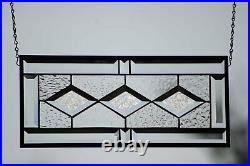 Beveled Stained Glass Window Panel, Ready to Hang 19 1/2 X 8 1/2