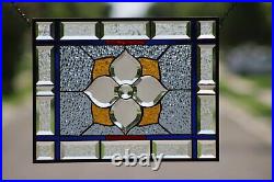 Beveled Stained Glass Window Panel, Ready to Hang 20 X 10