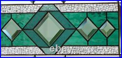 Beveled Stained Glass Window Panel, Ready to Hang 22 3/8 X 10 1/2