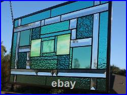 -Beveled Stained Glass Window Panel- ready 2 Hang 23.5 x 12.5