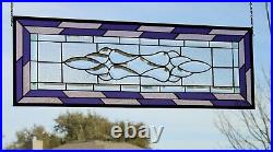 Beveled Stained Glass Window panel, hanging, sidelight True Purple& Dusty Rose 3