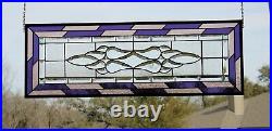 Beveled Stained Glass Window panel, hanging, sidelight True Purple& Dusty Rose 3