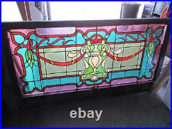 Big Antique Stained Glass Transom Window 1 Of 2 62 X 33 Salvage