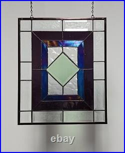 Black Iradized -Stained Glass Window Panel-17 3/8x14 3/8