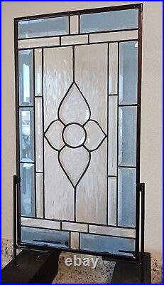 Blue Silence-Stained Glass Window Panel-24.5x13.5