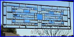 Blue, clear, beveled stained glass window hanging made to order 35.58x11.5 Blue, clear, beveled stained glass window hanging made to order 35.58x11.5