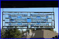 Blue, clear, beveled stained glass window hanging made to order 35.58x11.5