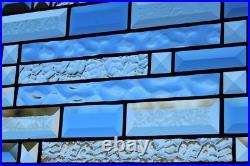 Blue, clear, beveled stained glass window hanging made to order 35.58x11.5 Blue, clear, beveled stained glass window hanging made to order 35.58x11.5