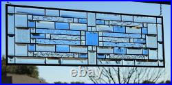 Blue, clear, beveled stained glass window hanging made to order 35.58x11.5 Blue, clear, beveled stained glass window hanging made to order 35.58x11.5