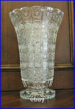 Bohemian Czech Vintage Crystal 12 Tall Vase Hand Cut Queen Lace 24% Lead Glass
