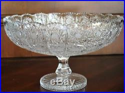 Bohemian Czech Vintage Crystal 8 Pedestal Bowl Hand Cut Queen Lace 24% Lead