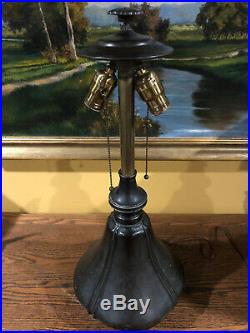Bradley Hubbard Arts Crafts Leaded Vintage Slag Glass Antique Lamp Handel Era NR