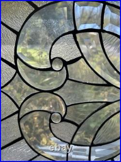 Brilliant Cut Glass Leaded Window Panel with Swirling Design